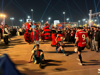Foto de los aficionados de Osasuna en Riad./