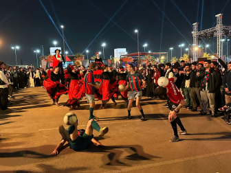 Foto de los aficionados de Osasuna en Riad./