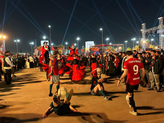 Foto de los aficionados de Osasuna en Riad./