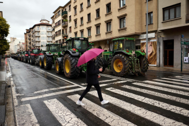 Fotos de la cuarta jornada de protestas de los agricultores navarros en el centro de Pamplona.