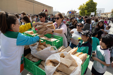 Imágenes de la 'Operación Bocata' solidaria del colegio Anunciata de Tudela