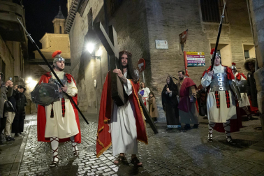 Fotos de la escenificación de la Pasión de Jesús, en la Semana Santa de Tudela.