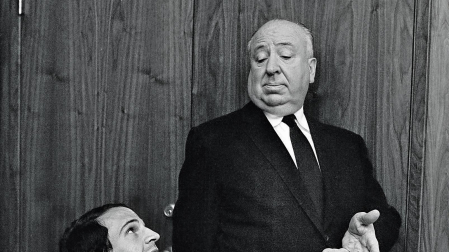 Fotografía de Alfred Hitchcock y Truffaut