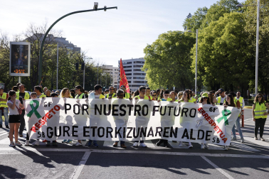 Manifestación de agricultores en el centro de Pamplona./