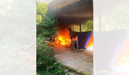 Incendio en un asentamiento de personas sin hogar en Pamplona