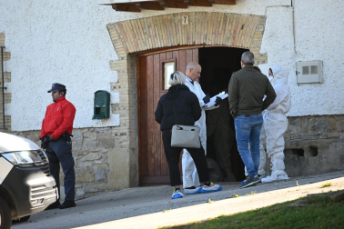 La Policía Científica en el domicilio en el que un padre ha matado a su hijo en Labiano