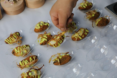 Degustación realizada en Pamplona empleando productos navarros.