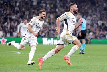Carvajal celebra su gol ante el Borussia Dortmund
