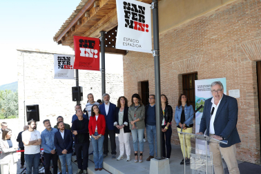 Fotos de la presentación del 'Espacio SanFermIN Espazioa', ubicado en el Cuerpo de Guardia de Santo Domingo en Pamplona. /