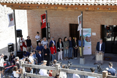 Fotos de la presentación del 'Espacio SanFermIN Espazioa', ubicado en el Cuerpo de Guardia de Santo Domingo en Pamplona. /