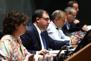 El presidente del Parlamento, Unai Hualde, da paso a una intervención en una sesión plenaria