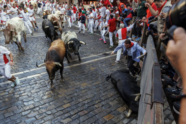 Cogida en la curva de Mercaderes. |