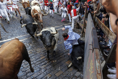 Cogida en la curva de Mercaderes. |