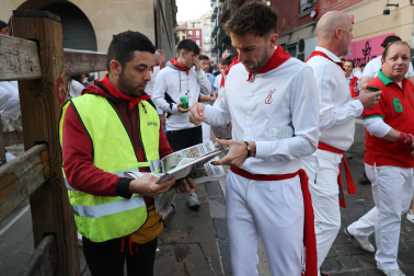 Momentos antes del segundo encierro de San Fermín 2024. |