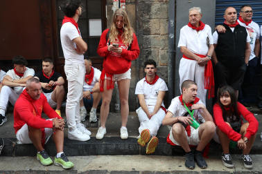 Momentos antes del segundo encierro de San Fermín 2024. |