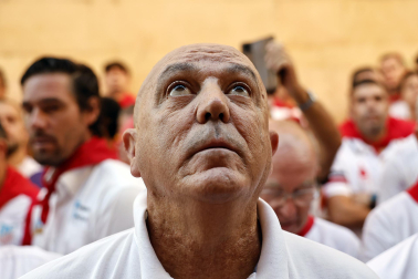 Fotos de los mozos en los minutos previos al comienzo del cuarto encierro de los Sanfermines 2024.
