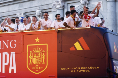 Celebración de la selección española tras la consecución de la Eurocopa 2024.
