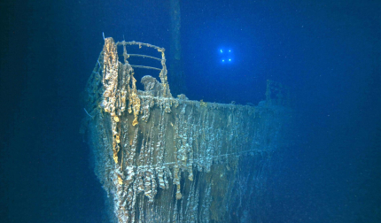 Imagen de la barandilla de cubierta del Titanic de la empresa RMS Titanic INc. que ha realizado una nueva expedición al barco