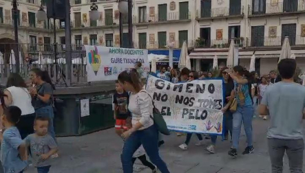 Vídeo de la concentración de profesores en Tudela, que ha terminado con algunos de los presentes bailando la Revoltosa alrededor del kiosco de la plaza de los Fueros