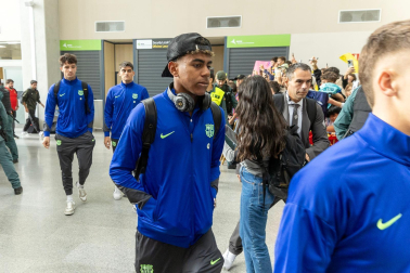 Llegada del Barcelona a Pamplona.