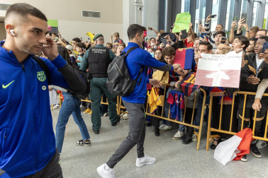 Llegada del Barcelona a Pamplona./