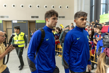 Llegada del Barcelona a Pamplona./