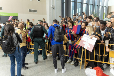 Llegada del Barcelona a Pamplona./