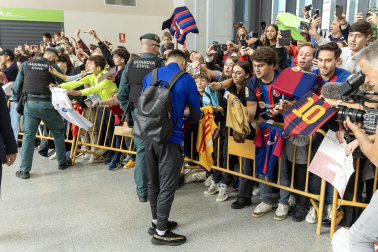 Llegada del Barcelona a Pamplona./