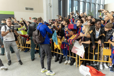 Llegada del Barcelona a Pamplona./
