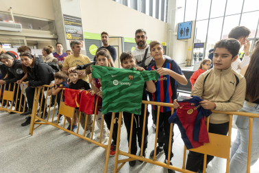 Llegada del Barcelona a Pamplona./
