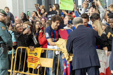 Llegada del Barcelona a Pamplona./