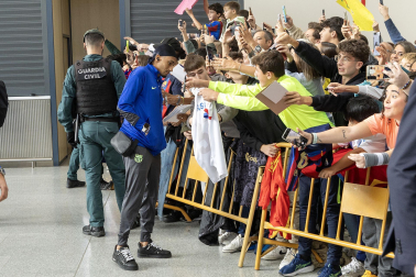 Llegada del Barcelona a Pamplona./