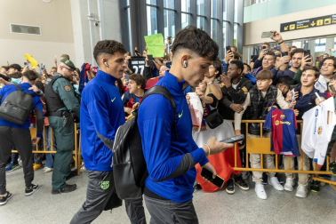 Llegada del Barcelona a Pamplona./