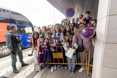 Llegada del Barcelona a Pamplona./