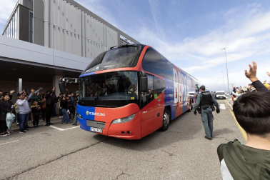 Llegada del Barcelona a Pamplona./