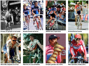 Imagen con varios ciclistas extranjeros laureados