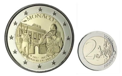Anverso y reverso de los 2 euros de Mónaco de 2017