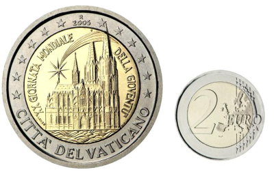 Anverso y reverso de la moneda del Vaticano