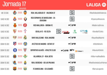 Horarios de la LaLiga de la jornada 17