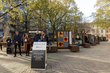 Fotos de la exposición al aire libre ‘Otros mundos’, en el Paseo de Sarasate de Pamplona.