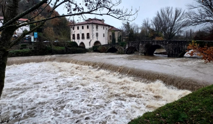 El temporal ha aumentado el caudal de todos los ríos de la comarca de Pamplona