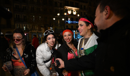 Foto de los disfraces de la Nochevieja 2024 en Pamplona./