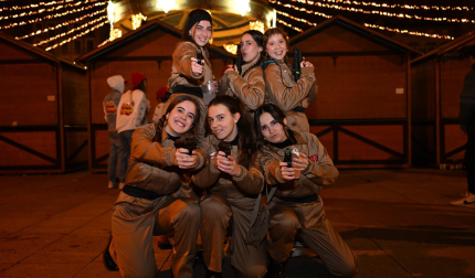 Foto de los disfraces de la Nochevieja 2024 en Pamplona./
