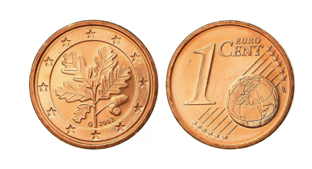 Cara nacional y común de la moneda de 1 céntimo alemana