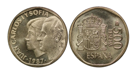 Anverso y reverso de la moneda de 500 pesetas