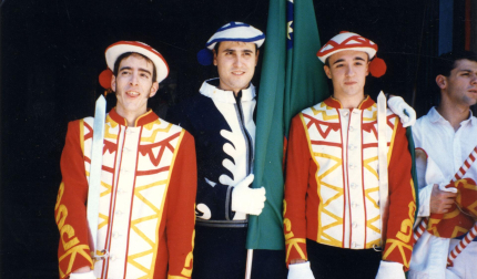 Iñigo Eguillor, en la procesión de San Fermín, cuando formaba parte de Duguna