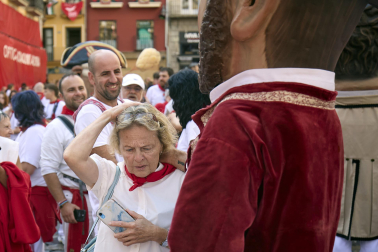 Fotos de la salida de la Comparsa de Gigantes y Cabezudos este 14 de julio de San Fermín 2025.