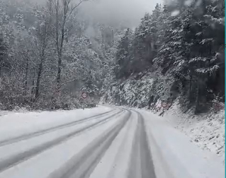 Nieve en la carretera de Isaba a Burgui