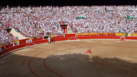 Escribano recibe a portagayola al segundo toro de la tarde, que instantes después se partió el pitón derecho y fue retirado