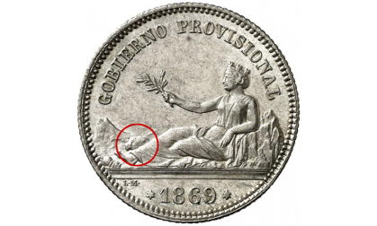 Anverso de la moneda del Gobierno Provisional con el conejo acuñado